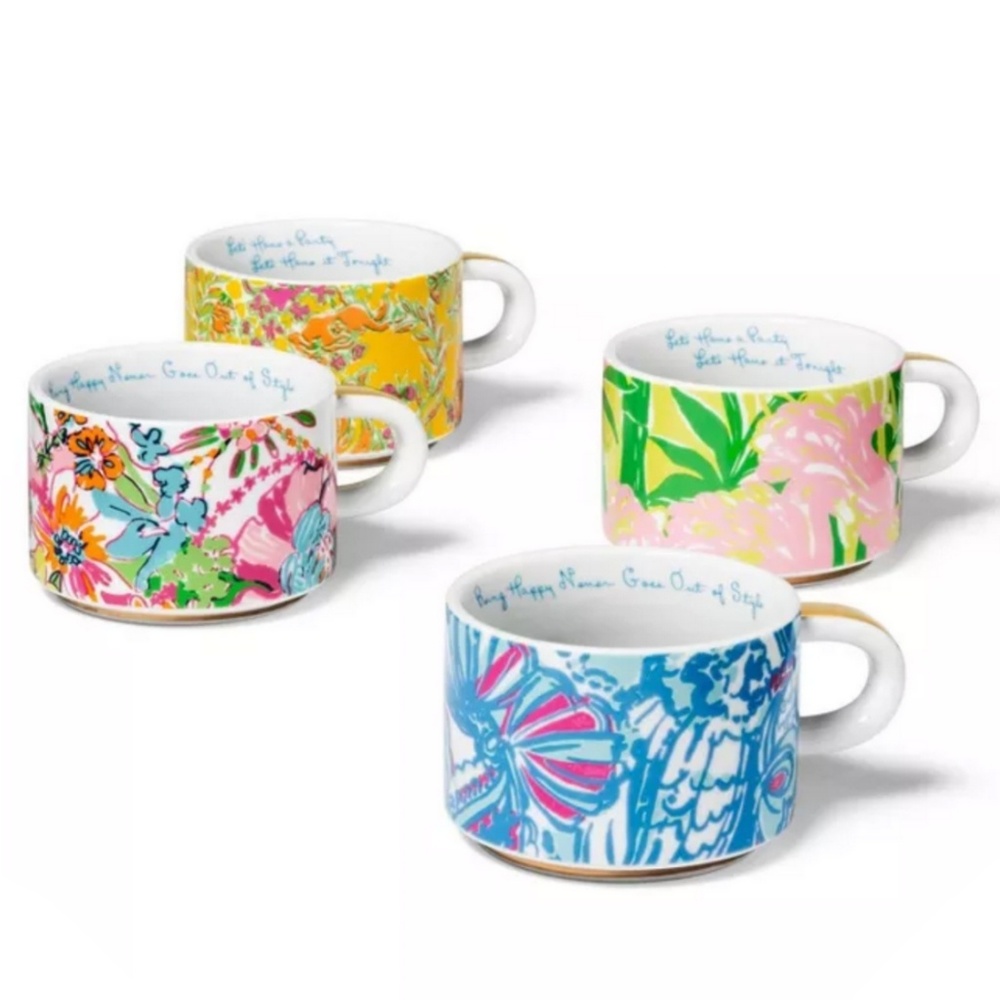 LILLY PULITZER 5pc Porcelain Stacking Espresso Mug - Picture 2 of 6